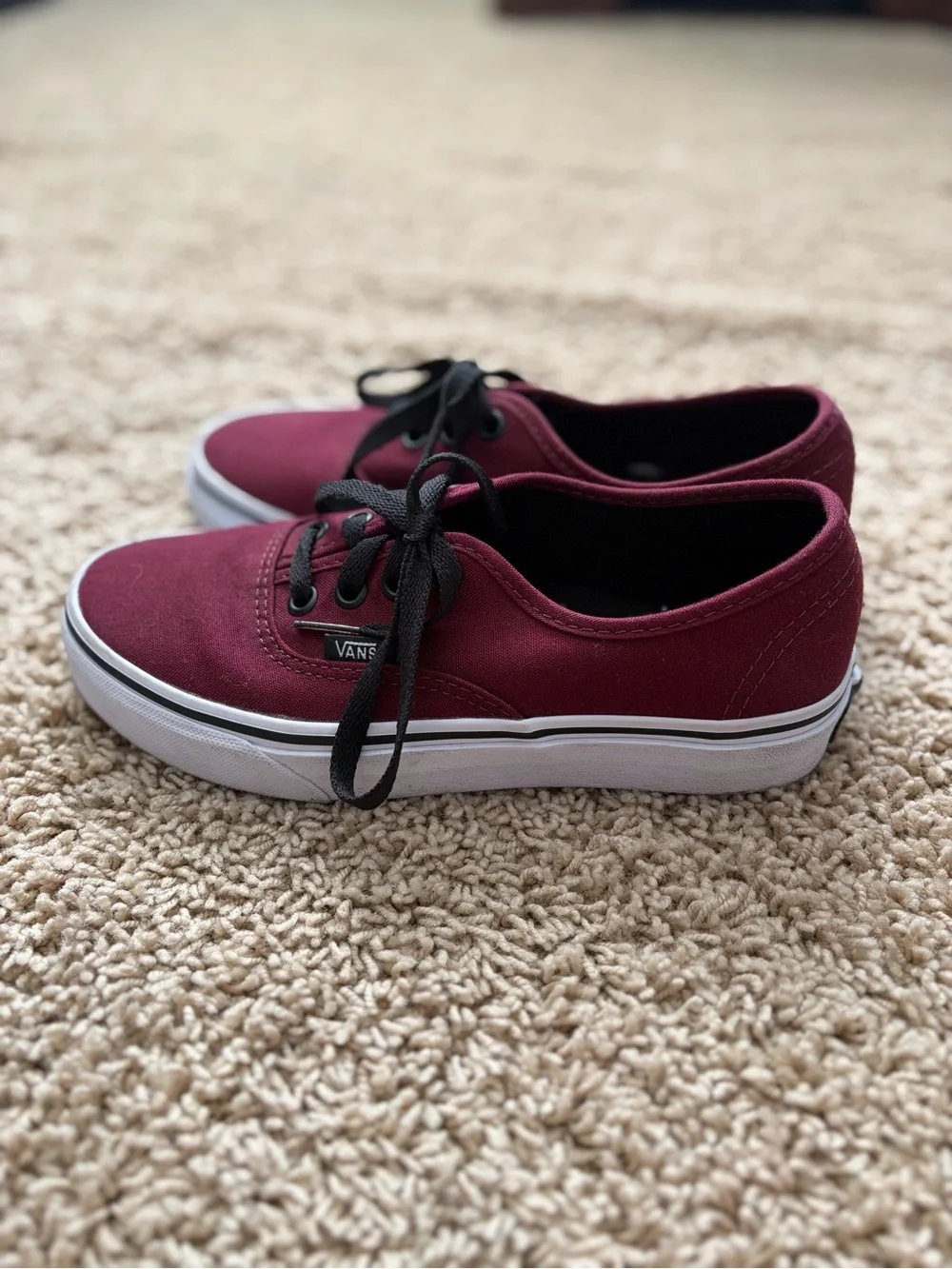 Vans Maroon Canvas Low-Top Sneakers with Black Laces
